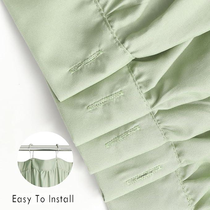 Homechoice Decor Sage Ruffle Shower Curtain, Vintage Handcrafted Bow Tie Bath Curtain for Master Bathroom, Ruched Microfiber Bathroom Curtain with 12 Buttonholes, 72" W x 72" H (LQ-10) - ModernBath