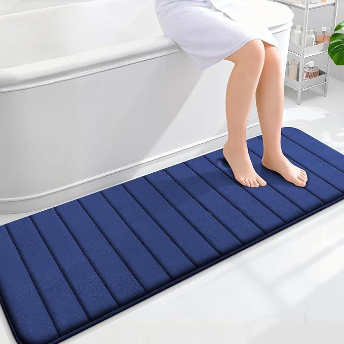 OLANLY Memory Foam Long Bathroom Rugs Runner 59x20, Super Soft Absorbent Bath Mat, Quick Dry, Machine Washable Shower Rugs, Bathmat Carpet, Bathroom Home Decor Accessories, Twilight Sapphire - ModernBath