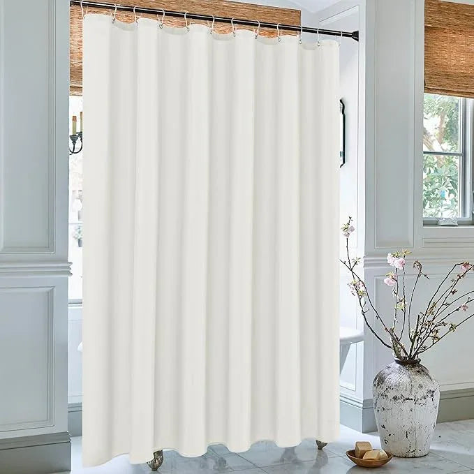 Biscaynebay Extra Long Fabric Shower Curtain Liner 72 Inch Width by 84 Inch Length, Ivory Water Resistant Bathroom Curtain, Rust Resistant Grommets Top Machine Washable - ModernBath