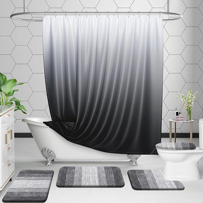 OLANLY Luxury Toilet Rugs U-Shaped 24x20, Extra Soft and Absorbent Microfiber Bathroom Rugs, Non-Slip Plush Shaggy Bath Mat, Machine Wash Dry, Contour Bathroom Mats for Toilet Base, Grey - ModernBath