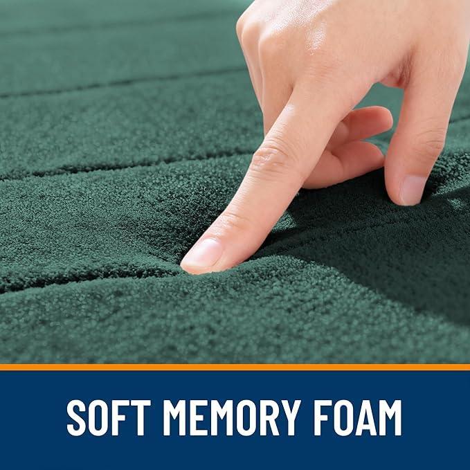 OLANLY Memory Foam Bath Mat 59x35, Super Soft Absorbent Bathroom Rugs, Quick Dry, Machine Washable Shower Floor Rugs, Bathmat Carpet, Bathroom Home Decor Accessories, Blackish Green - ModernBath