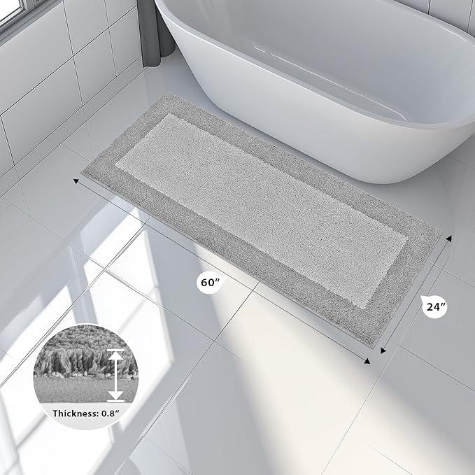 anllugs Bathroom Rugs 24" x 60", Non-Slip Extra Soft Absorbent Bath Rugs, Machine Washable Quick Dry Bath Mats for Bathroom Floor, Shower, Bathtub and Sink, Light Grey & Grey - ModernBath