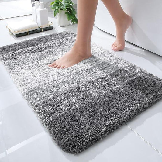OLANLY Bathroom Rugs Mat 24x16, Extra Soft Absorbent Microfiber Bath Rugs, Rubber Backing, Quick Dry, Machine Washable Bath Mats for Bathroom Floor, Tub and Shower, Home Decor Accessories, Grey - ModernBath