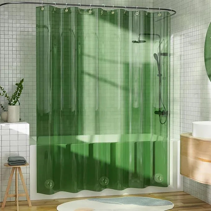 AmazerBath Shower Curtain Liner, 100% EVA Clear Green Heavy Duty Luxury Shower Curtain and Liner 2-in-1 for Spring, 72x72 Plastic Weighted Shower Liner, 12 Rustproof Grommets & 3 Heavyweight Stones - ModernBath