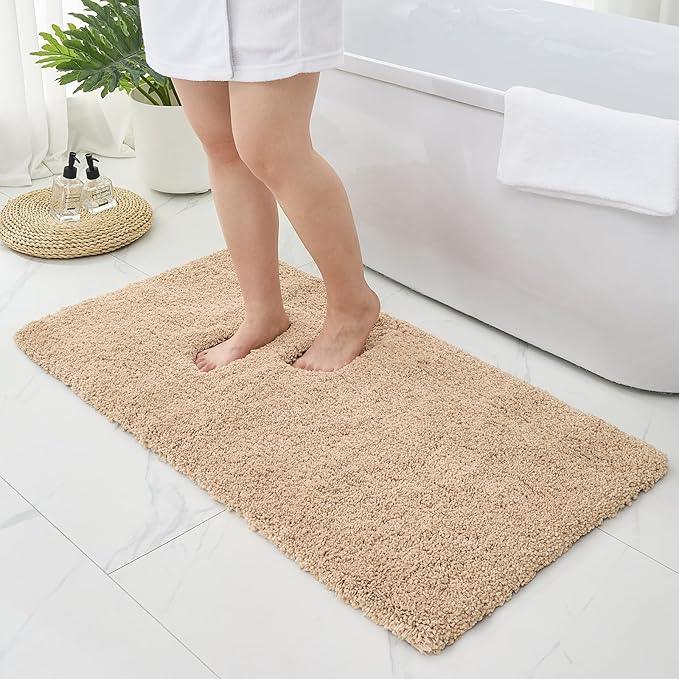 Ruggnovea Bathroom Rugs Non Slip Washable 70x24, Ultra Soft Thick Shaggy Absorbent Bath Mats, High Density Foam Latex Non Slip Backing Bath Rugs, Microfiber Bath Mats for Bathroom Floor&Sink,Beige - ModernBath
