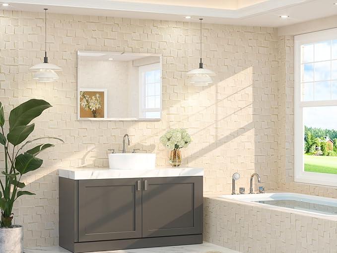 TETOTE 40" x 30" Rectangle Mirror with Frameless Tempered Beveled Edge for Vanity and Bathroom - ModernBath