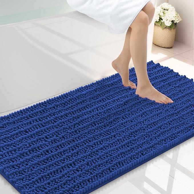 Smiry Bathroom Rugs Mat 44x24, Extra Soft Absorbent Chenille Bath Rugs, Non Slip Rubber Backing Machine Washable Quick Dry Bath Mats for Bathroom Floor, Tub, Shower, Home Decor Accessories, Royal Blue - ModernBath