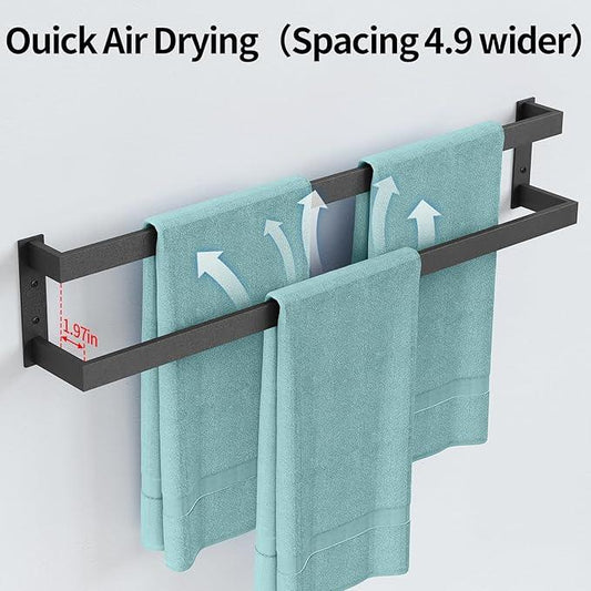 Double Towel Bar, 32Inch Towel Rack for Bathroom,Towel Holder Wall Mounted, Double Towel Rod Towel Rail Hanger for Wall, Kitchen (Matte Black) - ModernBath