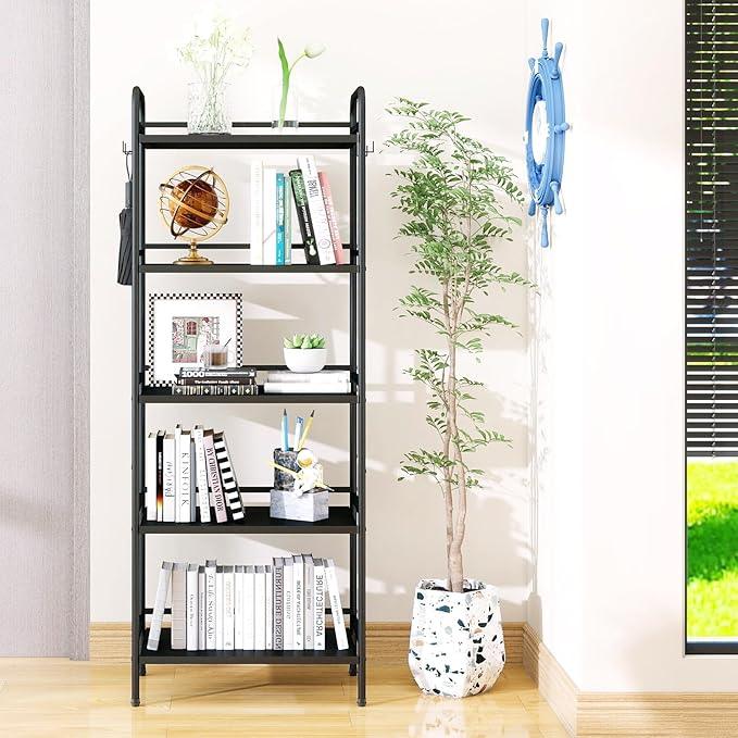 HDANI Storage Shelves, 5-Tier Metal Storage Rack with Shelf,Shelf Organizer,Garage Standing Shelving Unit for Laundry,Bathroom,Kitchen,Pantry, Closet,23.6''W X 13.8''D X 63''H,Black - ModernBath