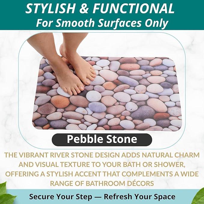 ENKOSI Non Slip Bath Mat for Tub and Shower Floors – Anti Slip Shower Mat with Strong Secure Grip – Unique Pebble Stone Print Bathroom Mat for Inside Bathtub and Smooth Stalls (28x16 Pebble Stone) - ModernBath