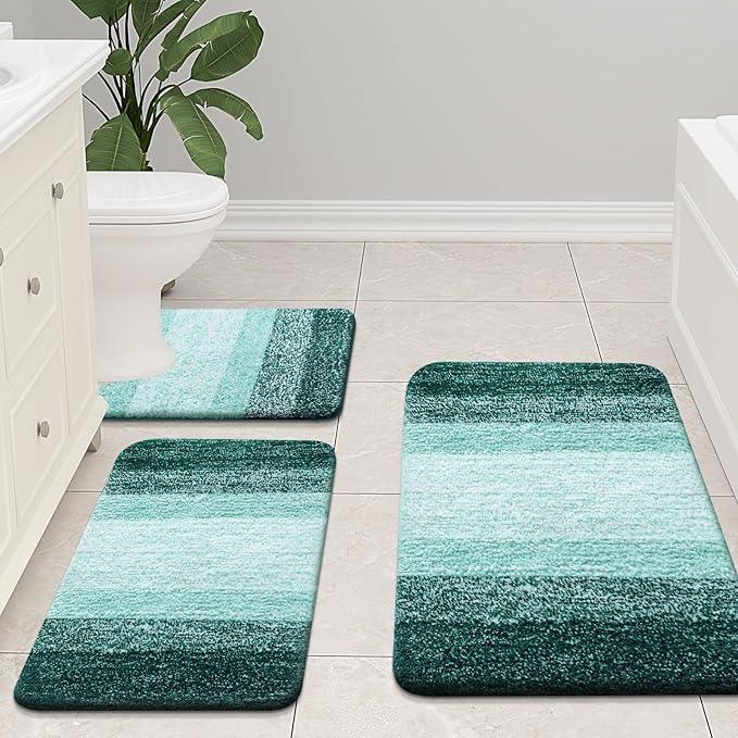Arotive Microfiber Bathroom Rugs, Shaggy Soft and Absorbent Bath Rug, Non-Slip, Thick Plush Machine Washable Dry Bath Mats for Bathroom, Tub and Shower, 47x20, Dark Green, Rectangular - ModernBath