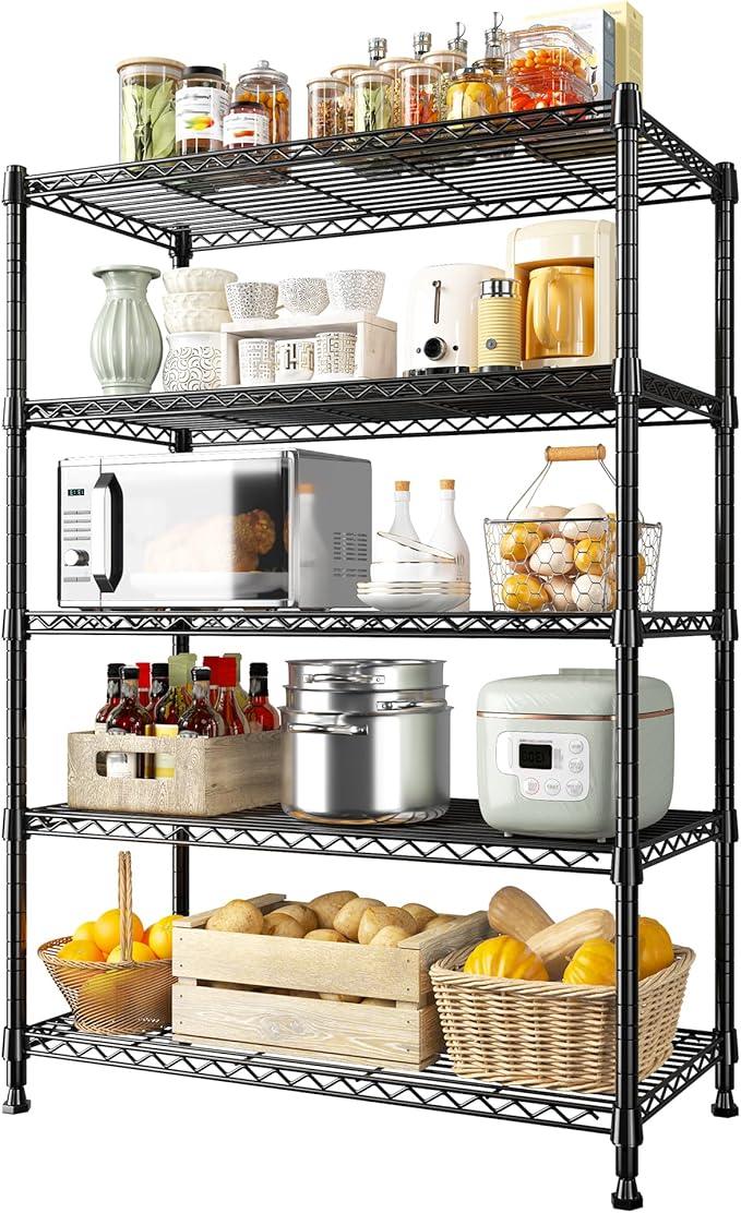 REIBII 5-Tier Wire Shelving Rack Storage Shelves Metal Shelves,1020 LBS Adjustable Heavy Duty Metal Shelving Units and Storage for Garage Pantry Bathroom 29" W X 14" D X 63" H - ModernBath