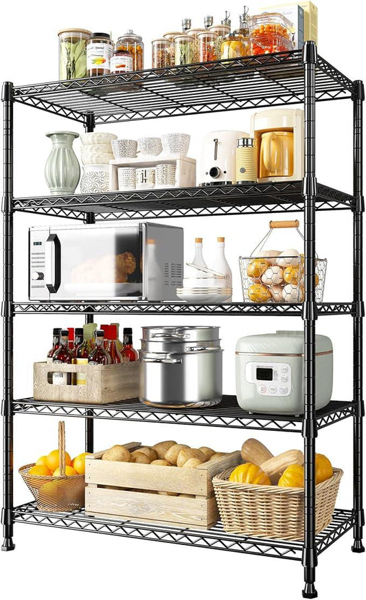 REIBII 5-Tier Wire Shelving Rack Storage Shelves Metal Shelves,1020 LBS Adjustable Heavy Duty Metal Shelving Units and Storage for Garage Pantry Bathroom 29" W X 14" D X 63" H - ModernBath