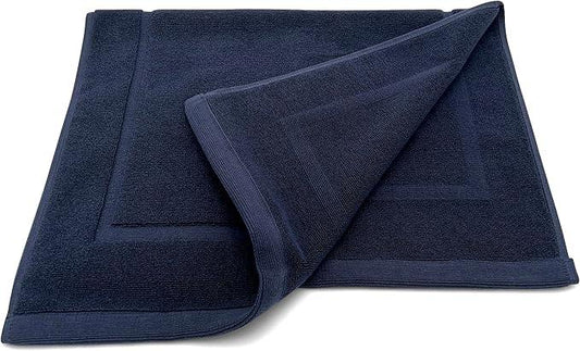 Lincoln & Palm 1-Piece Turkish Cotton Bath Mat - Soft, Plush, and Absorbent - 1000 GSM Thick Luxury Spa and Hotel Style - No Rubber Backing - Silver-Infused SILVERbac (1 Piece Bath Mat, Navy) - ModernBath