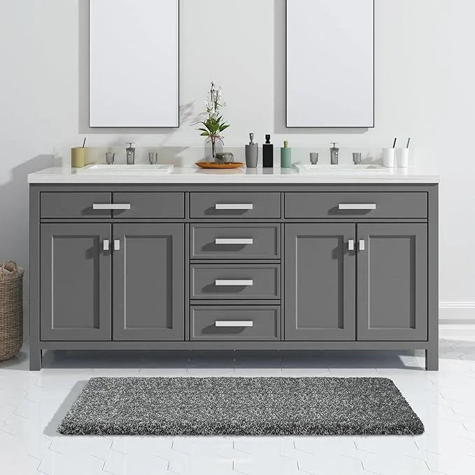 Yimobra Luxury Bathroom Rugs, Fluffy Bath Mats, Non Slip, Water Absorbent Microfiber, Machine Washable, Plush Runner Shower Rug, Thick Matts for Bathroom Floor/Tub, 47"x 24", Light Gray and Black Gray - ModernBath