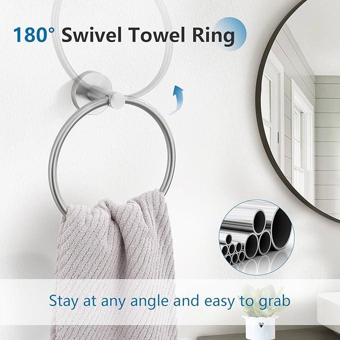 10-Piece Towel Bar Set Brushed Nickel Bathroom Hardware Set Upgraded Towel Hooks Towel Holder Set for Bathroom Stainless Steel Wall Mounted Bathroom Accessories Set 23.6 Inch - ModernBath