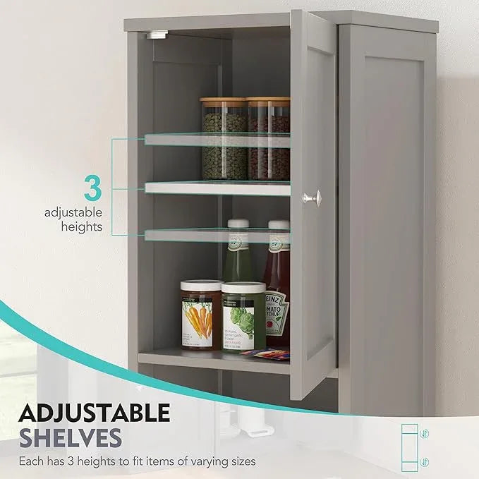 Vongrasig Tall Bathroom Storage Cabinet, 64”H Narrow Storage Unit for Small Spaces, Freestanding Modern Cabinet with Adjustable Shelves for Bathroom, Living Room, Kitchen, Grey - ModernBath