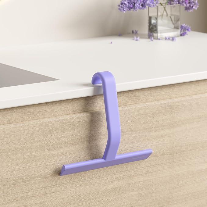 dancemoon JustHang Shower Squeegee for Glass Doors, All-one-Piece Silicone with Built-in Hook Design for Easy Hanging and Cleaning, 10 Inch Purple - ModernBath