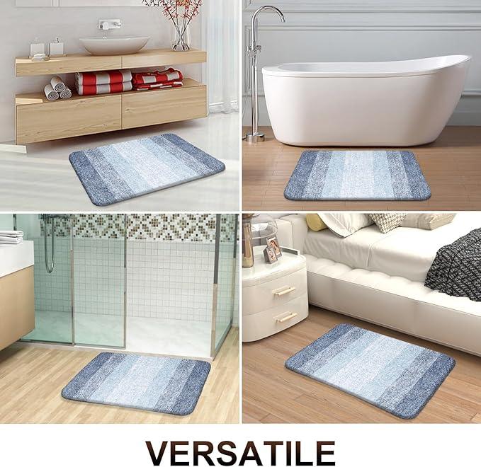 OLANLY Bathroom Runner Rugs 59x20, Extra Soft Absorbent Microfiber Bath Rugs, Rubber Backing, Quick Dry, Machine Washable Bath Mats for Bathroom Floor, Tub and Shower, Home Decor Accessories, Blue - ModernBath
