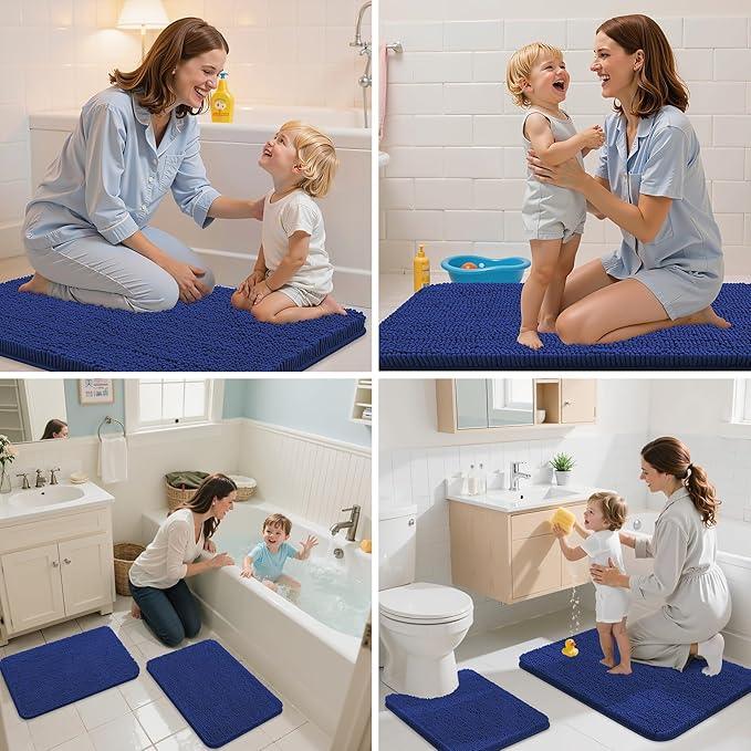 Arotive Bathroom Rugs 30x20, Extra Soft Absorbent Shaggy Chenille Bath Rugs, Machine Washable Rubber Backing Non-Slip Bath Mats for Bathroom Floor Tub and Shower, Home Decor Accessories, Royal Blue - ModernBath