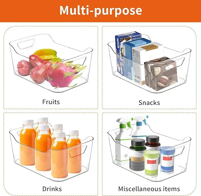 Attelite 12 Pack Clear Plastic Storage Bins, Multi-Use Pantry Organizers and Storage, Pantry Organizer Containers for Home, Kitchen, Freezer, Fridge, Cabinet, Bathroom and Under Sink Organizing - ModernBath