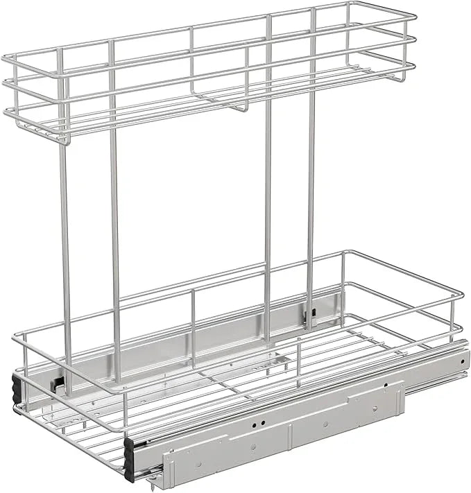 Under Sink Organizer 9"W X18.5"D，Pull Out Cabinet Organizer 2 Tier，Under Sink Slide Out Organizer Chrome Plated, Under Kitchen Bathroom Sink Organizer, Pantry Cabinet Closet Organization Rack, 1 Pack - ModernBath
