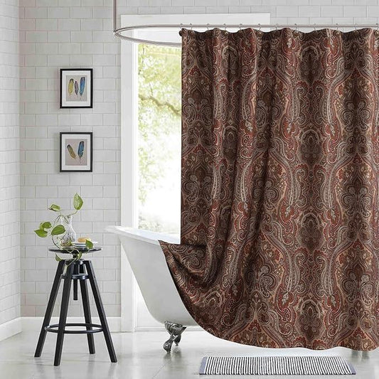 BESTRIPES 54x78 Inch Stall Shower Curtain, Reddish Brown Damask Paisley Print Shower Curtains for Bathroom, 54" W x 78" H - ModernBath