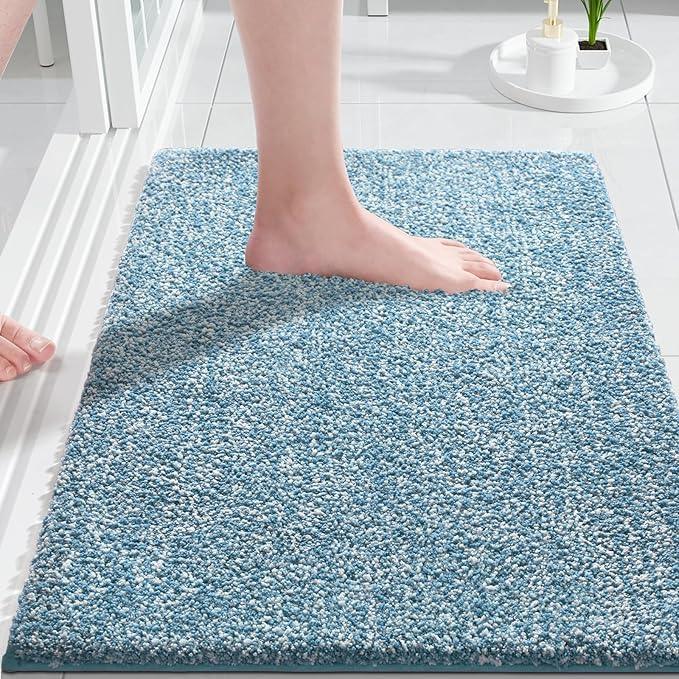 Yimobra Bathroom Rugs Non Slip Washable Ultra Soft Absorbent Microfiber Bath Mat, Dual-Tone Decor Rug with Rubber Backing for Bathroom Floor, Tub and Shower,24x17,Home Essentials,Denim Blue - ModernBath