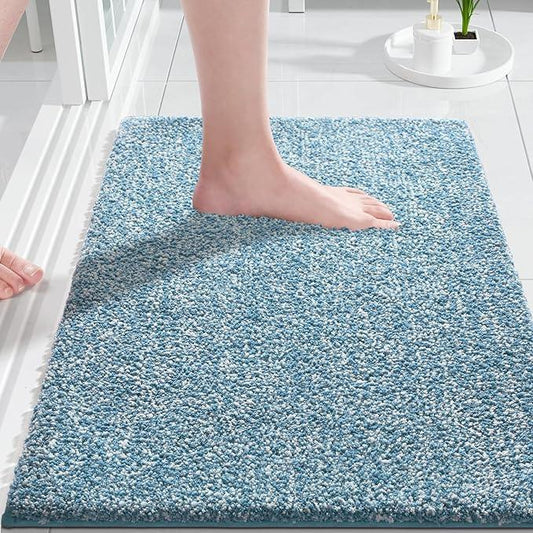 Yimobra Bathroom Rugs Non Slip Washable Ultra Soft Absorbent Microfiber Bath Mat, Dual-Tone Decor Rug with Rubber Backing for Bathroom Floor, Tub and Shower,24x17,Home Essentials,Denim Blue - ModernBath