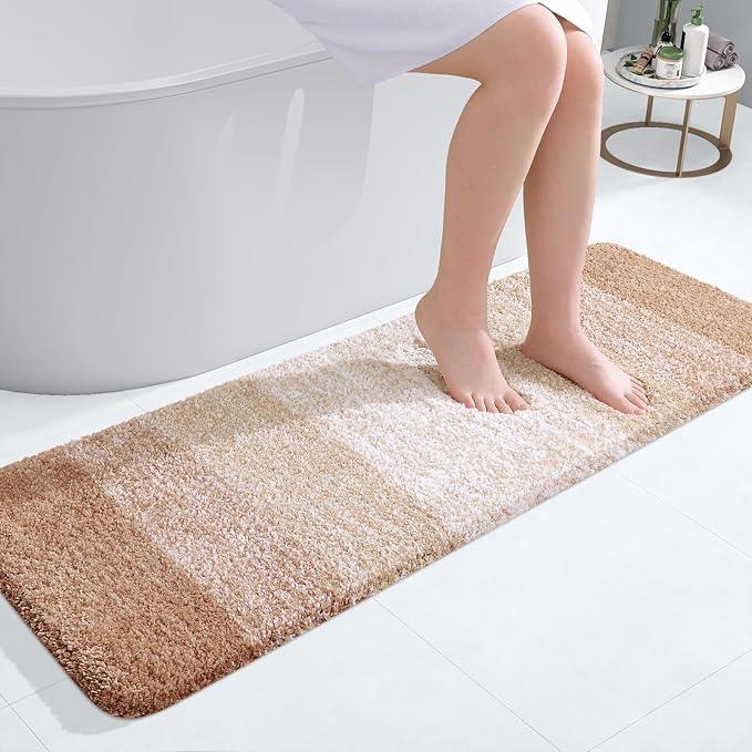 OLANLY Bathroom Runner Rugs 47x17, Extra Soft Absorbent Microfiber Bath Rugs, Rubber Backing, Quick Dry, Machine Washable Bath Mats for Bathroom Floor, Tub and Shower, Home Decor Accessories, Beige - ModernBath