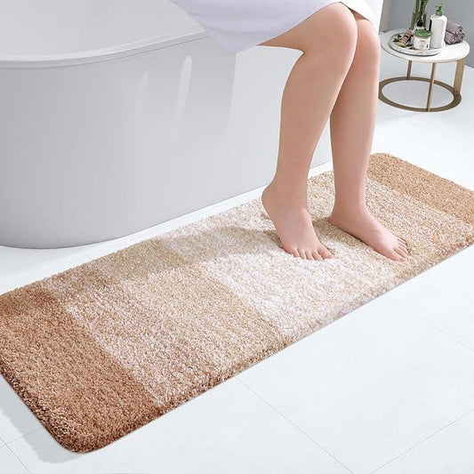 OLANLY Bathroom Runner Rugs 47x17, Extra Soft Absorbent Microfiber Bath Rugs, Rubber Backing, Quick Dry, Machine Washable Bath Mats for Bathroom Floor, Tub and Shower, Home Decor Accessories, Beige - ModernBath