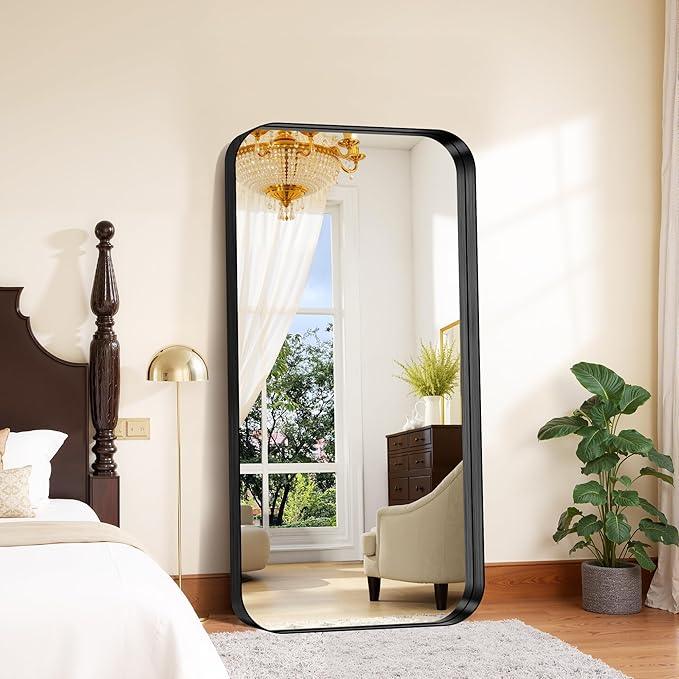FORBATH 60x30 Inch Large Bathroom Mirror for Double Sinks, Brushed Black Deep Frame Wall Mirror with Rounded Corners, Anti-Rust Tempered Glass for Modern Farmhouse Vanity (Horizontal/Vertical) - ModernBath
