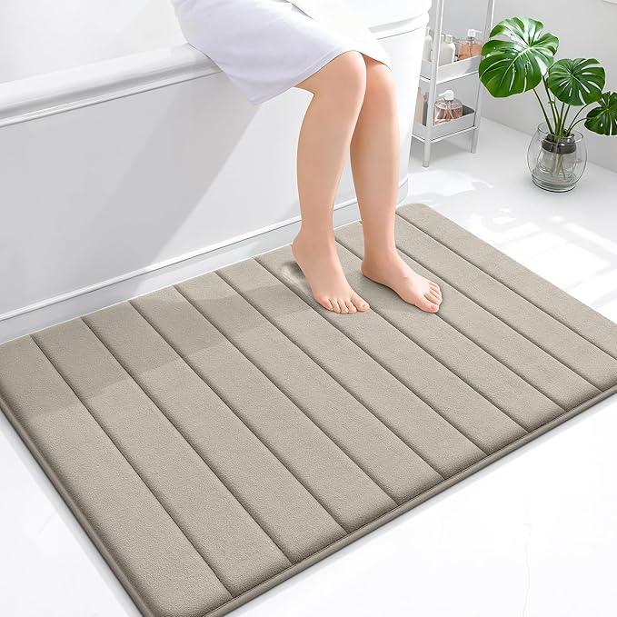 OLANLY Memory Foam Bath Mat 44x32, Super Soft Absorbent Bathroom Rugs, Quick Dry, Machine Washable Shower Floor Rugs, Bathmat Carpet, Bathroom Home Decor Accessories, Warm Taupe - ModernBath