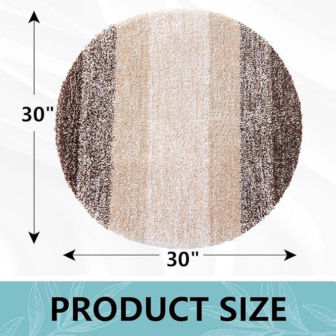Arotive Microfiber Bathroom Rugs, Shaggy Soft and Absorbent Bath Rug, Non-Slip, Thick Plush Machine Washable Dry Bath Mats for Bathroom, Tub and Shower, 30x30, Brown, Round - ModernBath