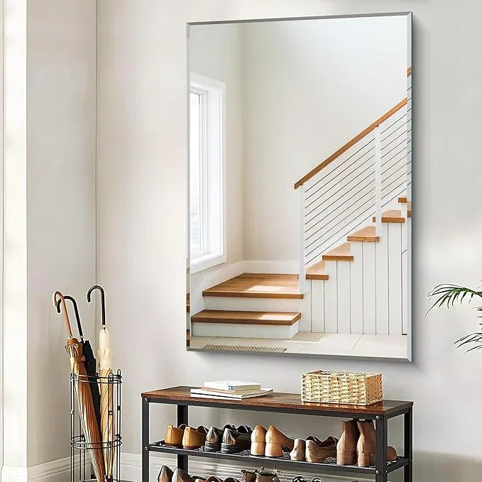 CILIBER Beveled Mirror, 55x36 Large Bathroom Mirrors for Over Sink, Lightweight Design Beveled Frameless Vanity Mirror Wall Mounted, Crystal-Clear 3mm Tempered Glass, Horizontally or Vertically - ModernBath