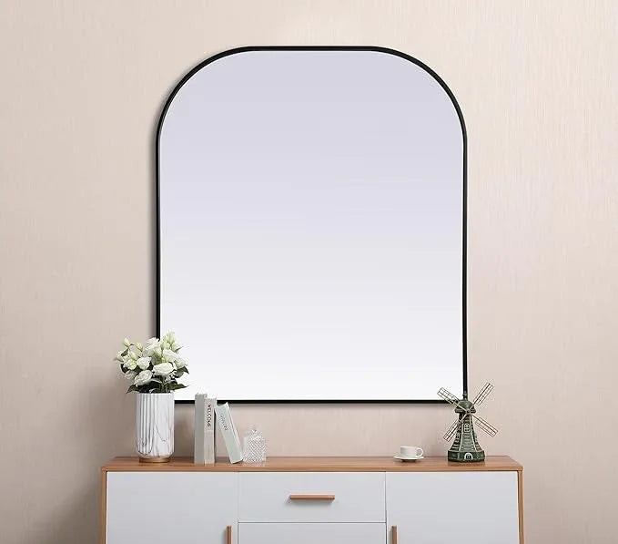 Illuminate, Metal Frame Arch Mirror 36X42 Inch in, Modern, Black - ModernBath