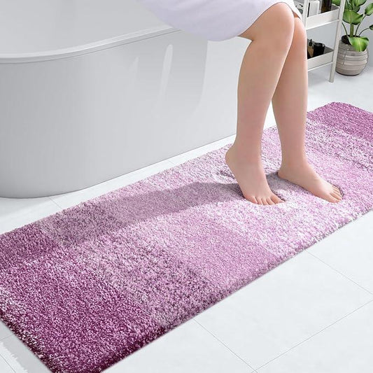 OLANLY Bathroom Runner Rugs 59x20, Extra Soft Absorbent Microfiber Bath Rugs, Rubber Backing, Quick Dry, Washable Bath Mats for Bathroom Floor, Tub and Shower, Home Decor Accessories, Pinkish-Purple - ModernBath