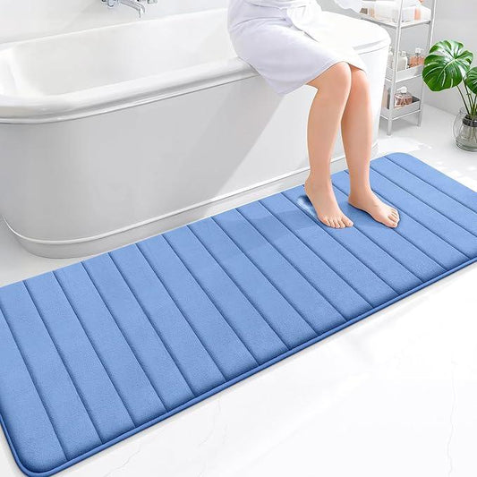 OLANLY Memory Foam Long Bathroom Rugs Runner 70x24, Super Soft Absorbent Bath Mat, Quick Dry, Machine Washable Shower Rugs, Bathmat Carpet, Bathroom Home Decor Accessories, Cornflower Blue - ModernBath