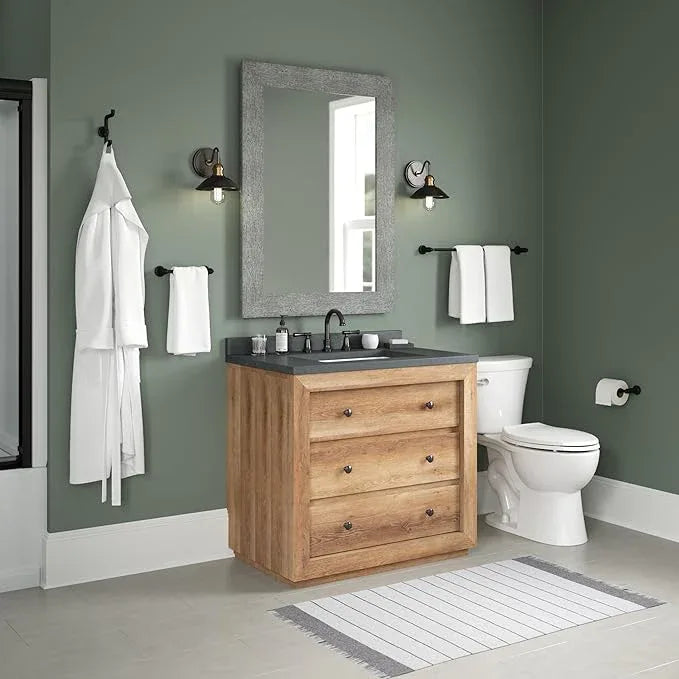 Delta Saylor 2-Piece Bathroom Set with 8 in. Hand Towel Holder and Toilet Paper Holder | Matte Black Bathroom Accessories | Bathroom Hardware Set - ModernBath