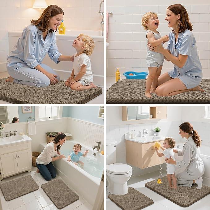 Arotive Bathroom Rugs 30x20, Extra Soft Absorbent Shaggy Chenille Bath Rugs, Machine Washable Rubber Backing Non-Slip Bath Mats for Bathroom Floor Tub and Shower, Home Decor Accessories, Camel - ModernBath