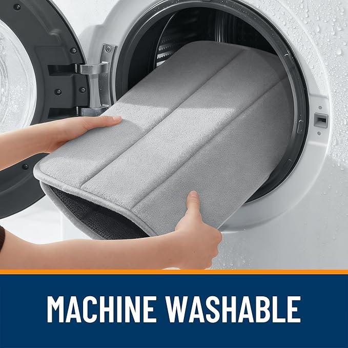 OLANLY Memory Foam Long Bathroom Rugs Runner 70x24, Super Soft Absorbent Bath Mat, Quick Dry, Machine Washable Shower Floor Rugs, Bathmat Carpet, Bathroom Home Decor Accessories, Light Gray - ModernBath