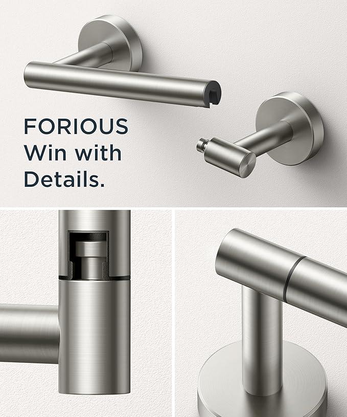 FORIOUS Toilet Paper Holder Wall Mount, Stainless Steel Rustproof Double Post Pivoting Tissue Roll Holder for Bathroom, Commercial Toilet Paper Dispenser (2 Pack, Stainless Steel) - ModernBath