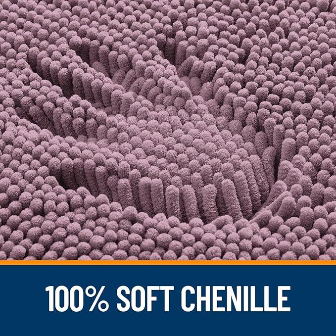OLANLY Bathroom Rugs 47x24, Extra Soft Absorbent Chenille Bath Rugs, Rubber Backing Quick Dry, Machine Washable Bath Mats for Bathroom Floor, Tub and Shower, Home Decor Accessories, Deep Plum - ModernBath