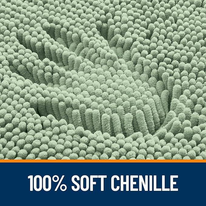 OLANLY Bathroom Rugs 59x35, Extra Soft Absorbent Chenille Bath Rugs, Rubber Backing Quick Dry, Machine Washable Bath Mats for Bathroom Floor, Tub and Shower, Home Decor Accessories, Sage Green - ModernBath