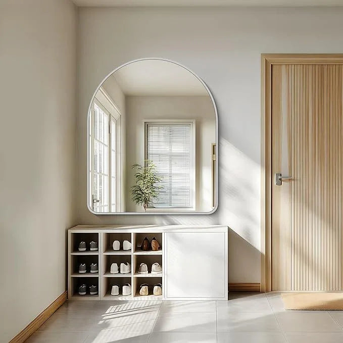 FORBATH Large Arched Wall Mirror 48x40 Inch, Silver Arch Bathroom Mirror with Aluminum Frame, Arched Mirror for Dresser, Fireplace,Entryway,Home Decor,Hanging or Leaning Against Wall - ModernBath