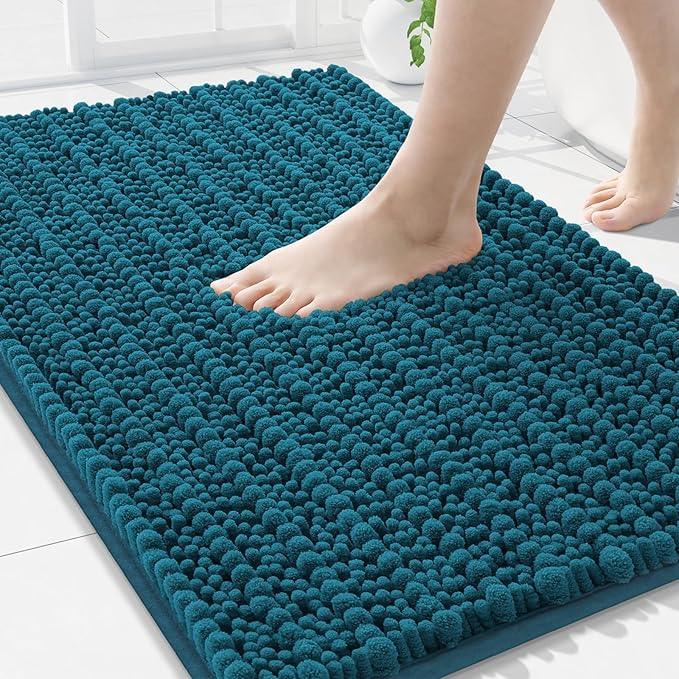 Arotive Luxury Chenille Bathroom Rug Mat, Extra Soft Thick Absorbent Shaggy Bath Rugs, Non-Slip Machine Wash Dry, Plush Bath Mats for Bathroom, Shower and Tub, 36x24, Peacock Blue - ModernBath