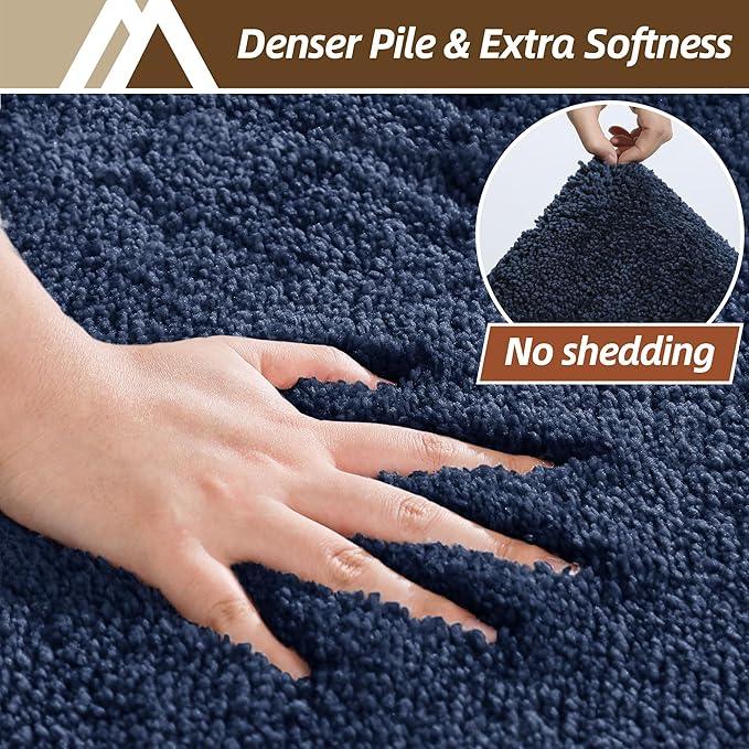 COSY HOMEER Toilet Rugs U-Shaped 24"x20",Soft Absorbent Bath Mat with Non-Slip TPR Backing, Machine Washable Shaggy Bath Rug for Toilet,Navy Blue - ModernBath