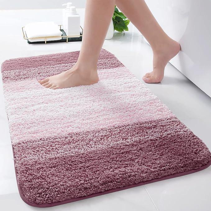 Arotive Microfiber Bathroom Rugs, Shaggy Soft and Absorbent Bath Rug, Non-Slip, Thick Plush Machine Washable Dry Bath Mats for Bathroom, Tub and Shower, 24x16, Mauve, Rectangular - ModernBath