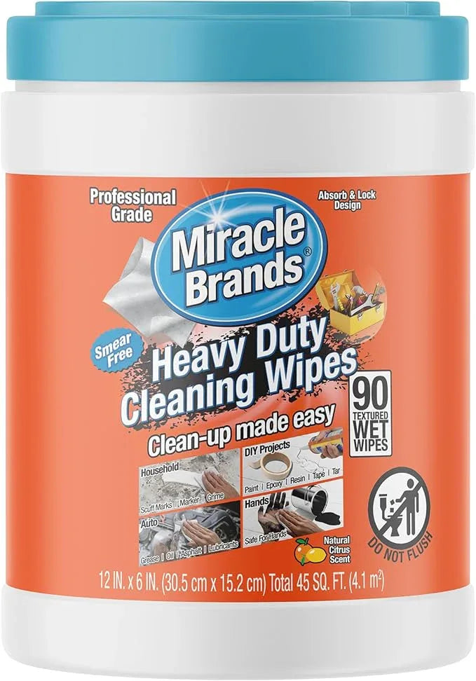 MiracleWipes for Heavy Duty Cleaning (90 Count) - All Purpose Cleaner, Kitchens, Bathrooms, Countertops, Hands, Indoors, Outdoors - Removes Grease, Grime, Crayon, Dirt & More - ModernBath