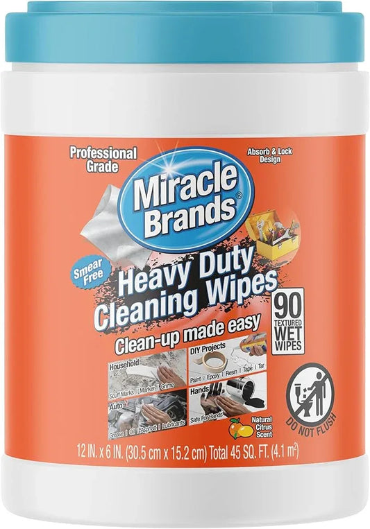 MiracleWipes for Heavy Duty Cleaning (90 Count) - All Purpose Cleaner, Kitchens, Bathrooms, Countertops, Hands, Indoors, Outdoors - Removes Grease, Grime, Crayon, Dirt & More - ModernBath